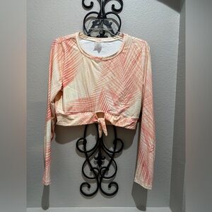 CALIA Palm Print Crop Top/Rash Guard